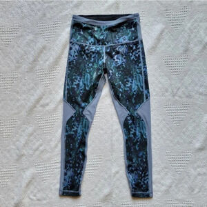 Lululemon Blue Printed High Rise Running In The City  7/8 Tights Mesh panels in